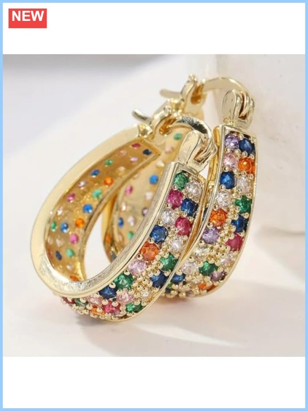 Sparkling Colorful Cubic Zirconia Hoop Earrings